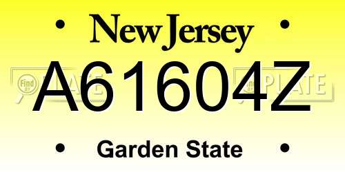 A61604Z New Jersey License Plate