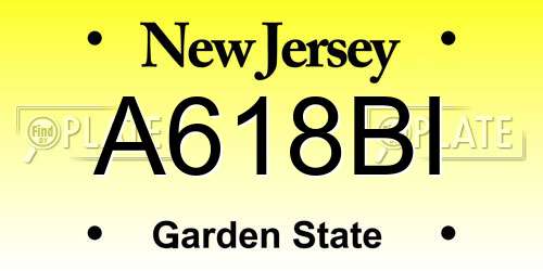 A618BI New Jersey License Plate