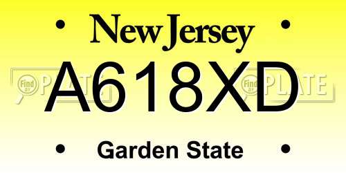 A618XD New Jersey License Plate