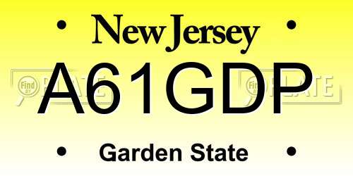A61GDP New Jersey License Plate