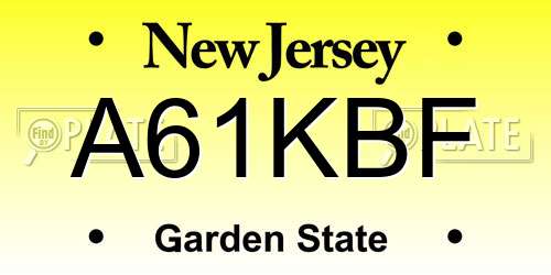 A61KBF New Jersey License Plate