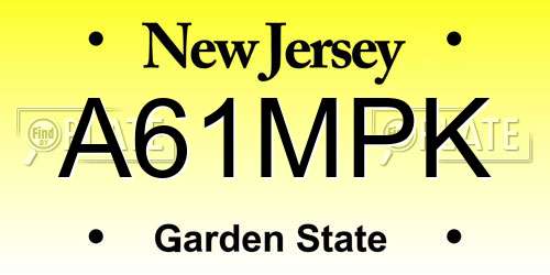 A61MPK New Jersey License Plate