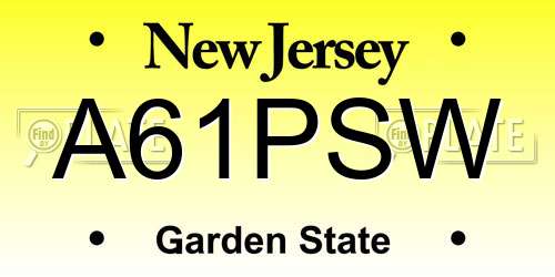 A61PSW New Jersey License Plate