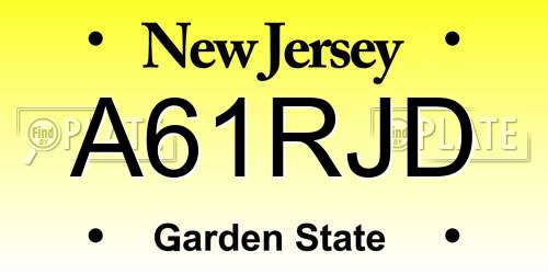 A61RJD New Jersey License Plate