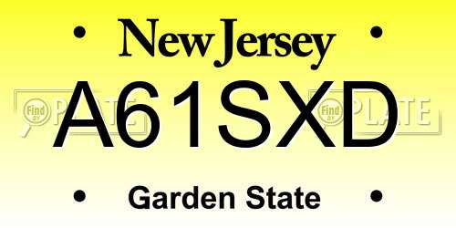 A61SXD New Jersey License Plate