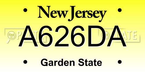 A626DA New Jersey License Plate