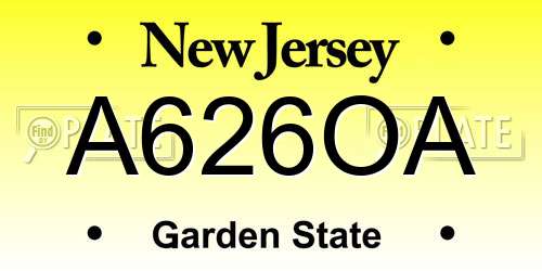 A626OA New Jersey License Plate