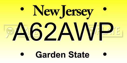 A62AWP New Jersey License Plate