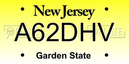 A62DHV New Jersey License Plate
