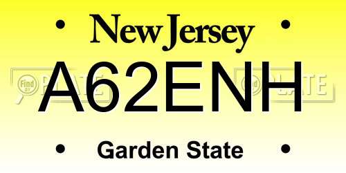 A62ENH New Jersey License Plate