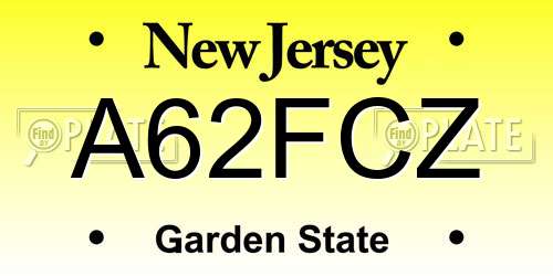A62FCZ New Jersey License Plate