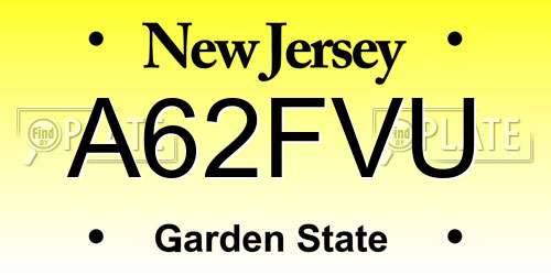 A62FVU New Jersey License Plate
