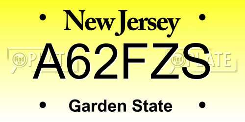 A62FZS New Jersey License Plate