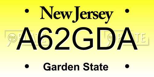 A62GDA New Jersey License Plate