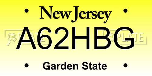 A62HBG New Jersey License Plate
