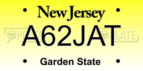 A62JAT New Jersey License Plate