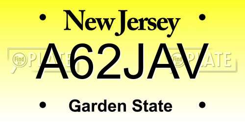 A62JAV New Jersey License Plate