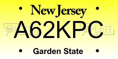 A62KPC New Jersey License Plate