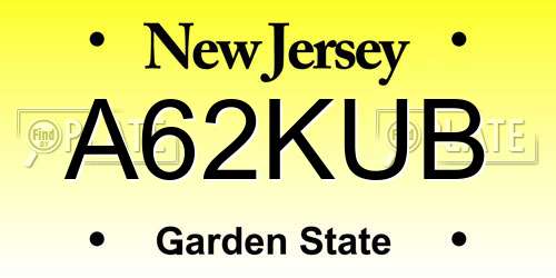 A62KUB New Jersey License Plate