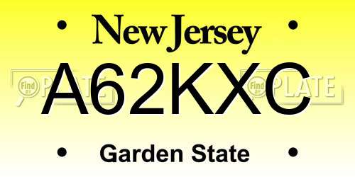 A62KXC New Jersey License Plate