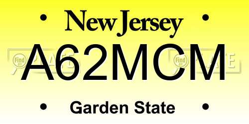 A62MCM New Jersey License Plate