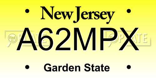 A62MPX New Jersey License Plate