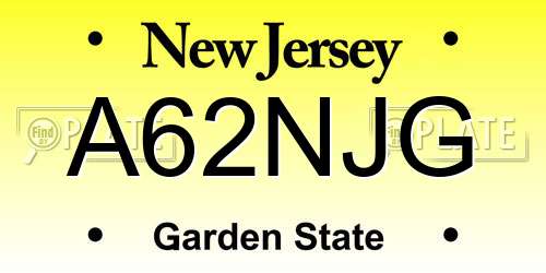 A62NJG New Jersey License Plate