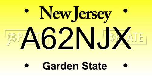 A62NJX New Jersey License Plate