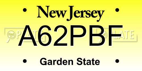 A62PBF New Jersey License Plate