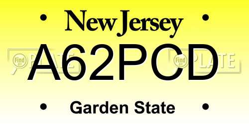 A62PCD New Jersey License Plate