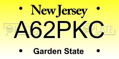 A62PKC New Jersey License Plate