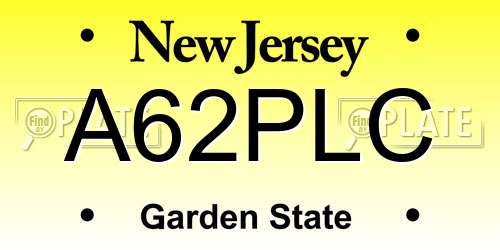 A62PLC New Jersey License Plate
