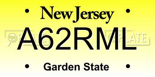 A62RML New Jersey License Plate