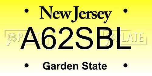 A62SBL New Jersey License Plate