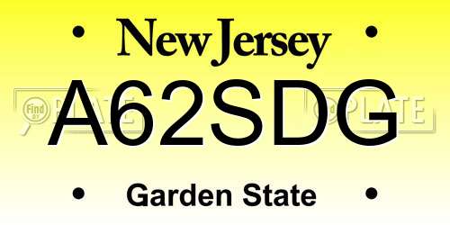 A62SDG New Jersey License Plate