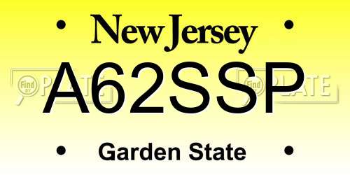 A62SSP New Jersey License Plate