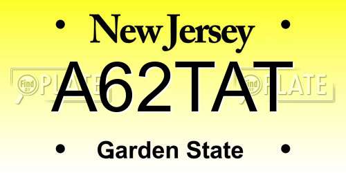 A62TAT New Jersey License Plate