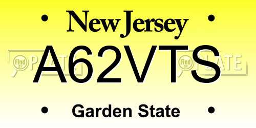 A62VTS New Jersey License Plate