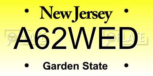 A62WED New Jersey License Plate