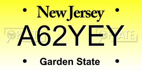 A62YEY New Jersey License Plate