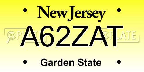 A62ZAT New Jersey License Plate