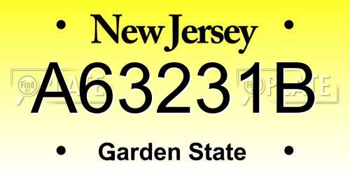 A63231B New Jersey License Plate