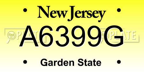 A6399G New Jersey License Plate