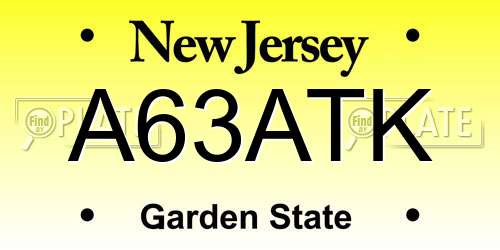 A63ATK New Jersey License Plate