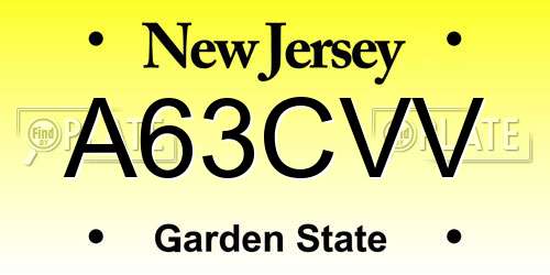 A63CVV New Jersey License Plate