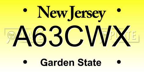 A63CWX New Jersey License Plate