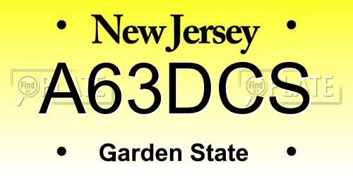 A63DCS New Jersey License Plate