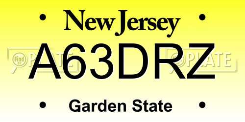 A63DRZ New Jersey License Plate