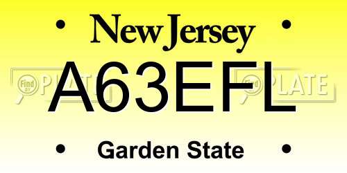 A63EFL New Jersey License Plate