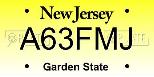 A63FMJ New Jersey License Plate